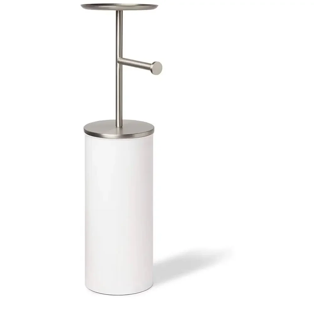Umbra Portaloo Toilet Paper Stand and Reserve, White/Nickel